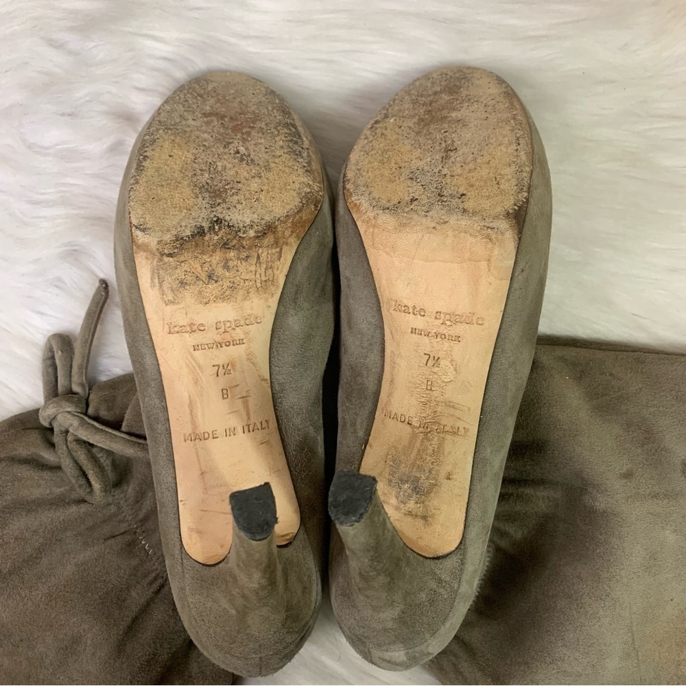 🤍 Kate Spade Taupe High Heel Suede Boots || Size 7.5 - Picture 6 of 7